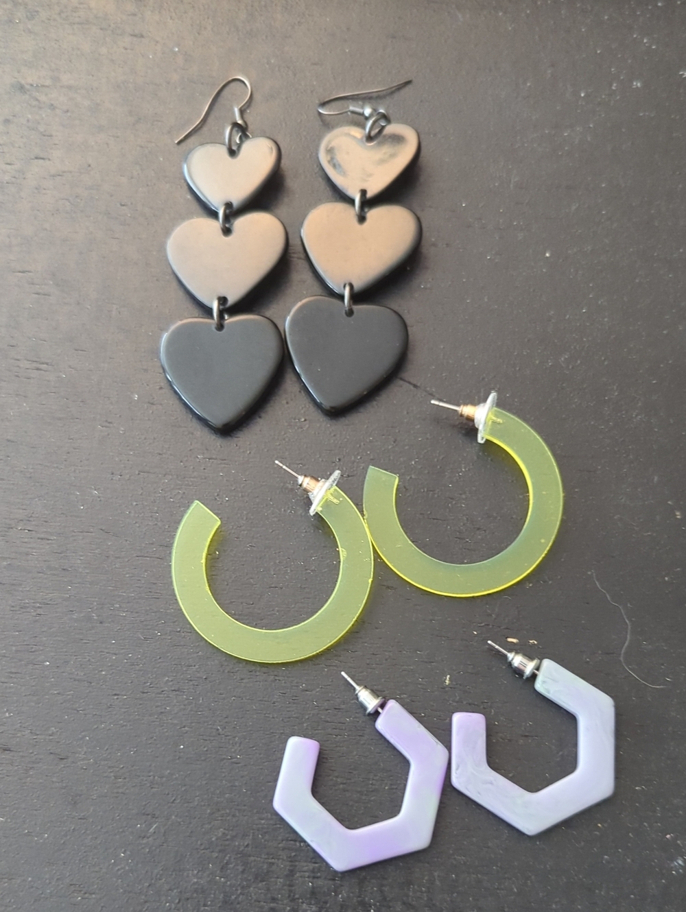 Lots Of 3 2010s Acrylic Earrings